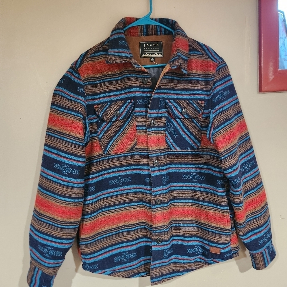 Jachs of New York Men's Long Sleeve Button Up South Western Shirt Jacket Medium